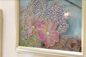 紫陽花のグラスアート